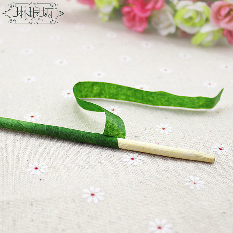 Cinta verde floral flor embalaje ramo de alambre de hierro decoración material DIY 25 yardas floral material auxiliar palo de bambú cinta de embalaje
