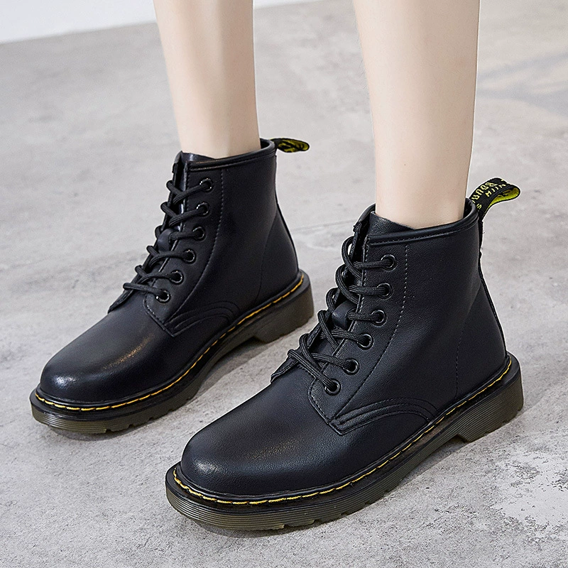 8‑eye Martin ankle boots, flat thick sole, British street style, sizes 33–40