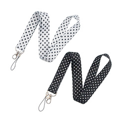 Black and White Polka Dot Phone Lanyard, Foreign Trade Document Card Phone Tag Lanyard, Phone Hanger Lanyard, Necklace Keychain Lanyard