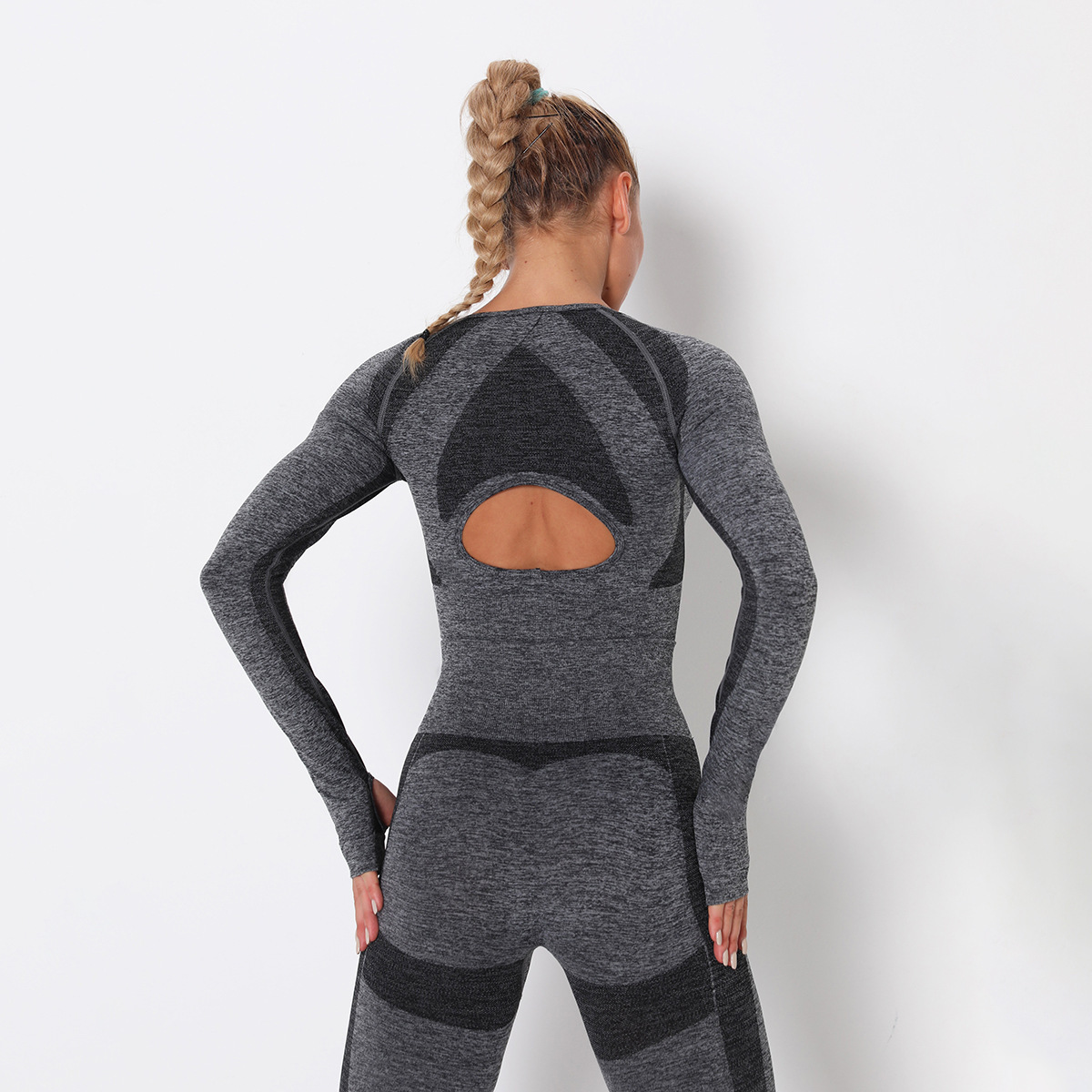 sexy belly tight-fitting quick-drying long-sleeved fitness T-shirt NSNS11016