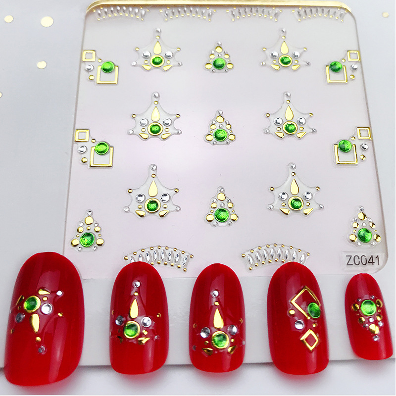 正祥2020新款指甲干花背胶直贴60*60美甲饰品贴纸立体彩钻美甲贴