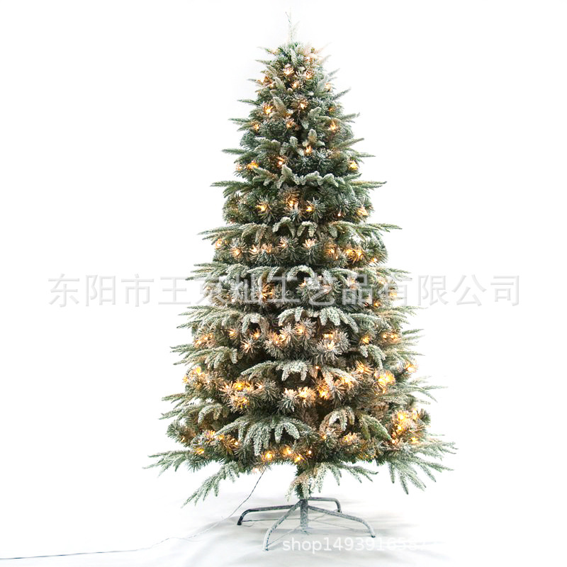 京灿源头工厂PVC+PE植绒圣诞树LED灯树 白色雪花圣诞树圣诞节装饰