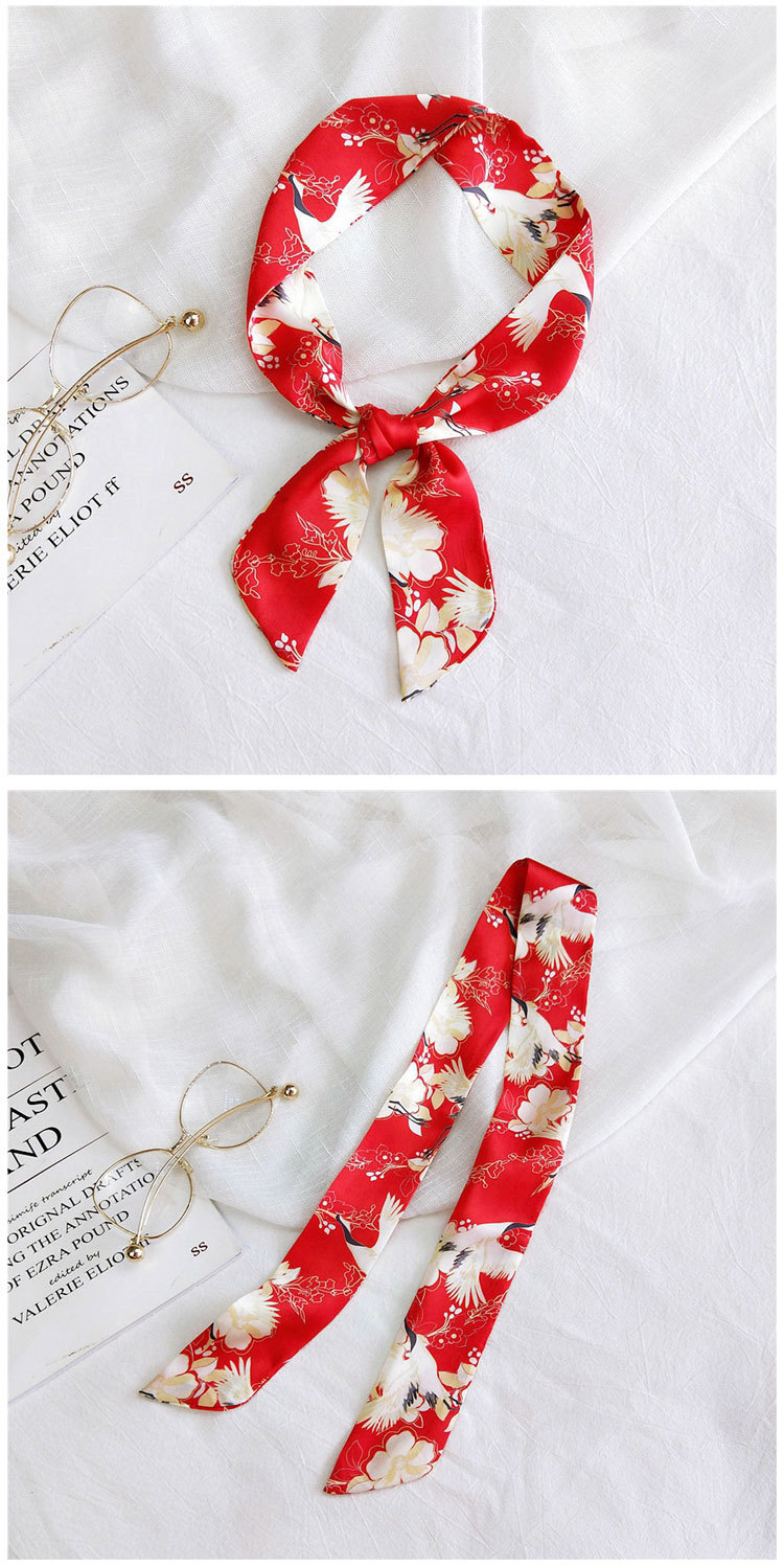 25g Weight Silk Scarf Classification Travel Occasion Unisex Gender Sweet Style Rose Red, White, Red, Green, Yellow, Black Color Long Striped Women's Autumn New Tied Bag Silk Scarf 4