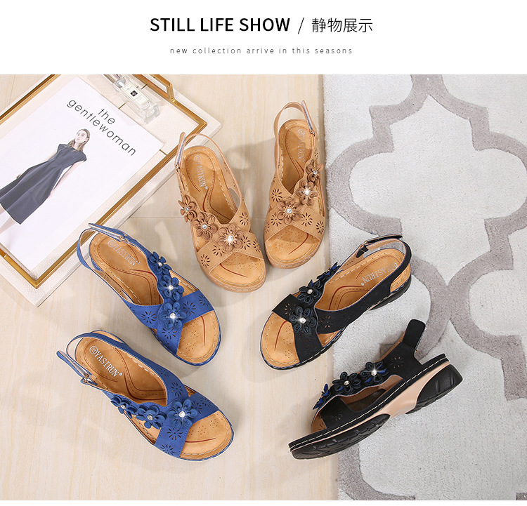 Cross-border best-selling women's sandals, 2021 new summer flower-patterned women's sandals from Europe and America, direct sales from foreign trade women's shoes manufacturer undefined