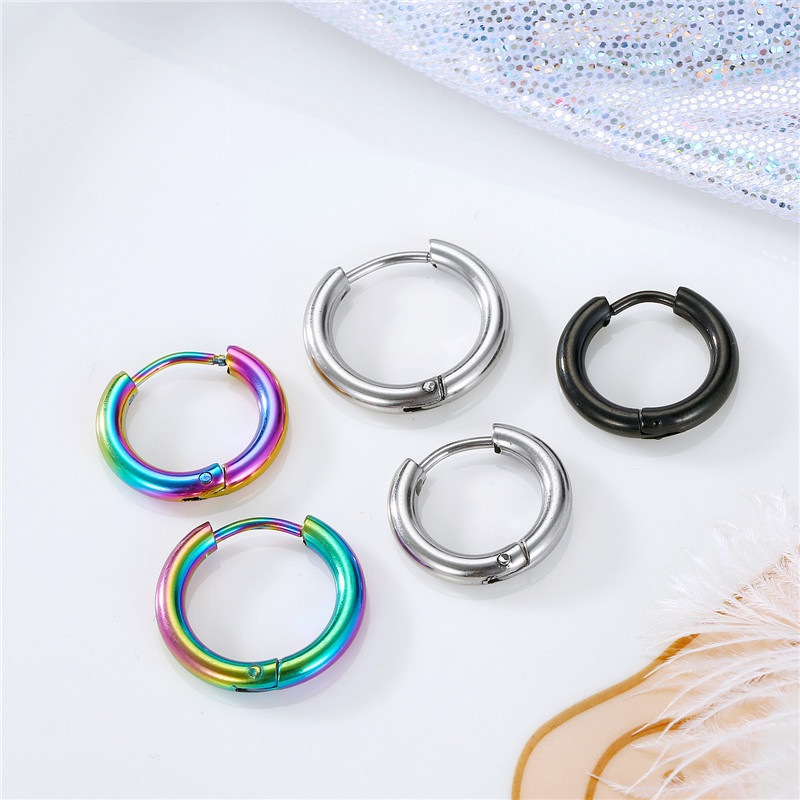 Color Retention Colorful Stainless Steel Ear Buckle Wild Earrings Wholesale display picture 6