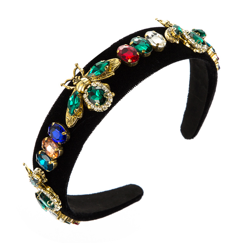 Alloy Bee Diamond-studded Gold Velvet Headband display picture 10