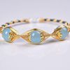 Genuine bracelet, natural water, sapphire adjustable crystal, handmade, 14 carat