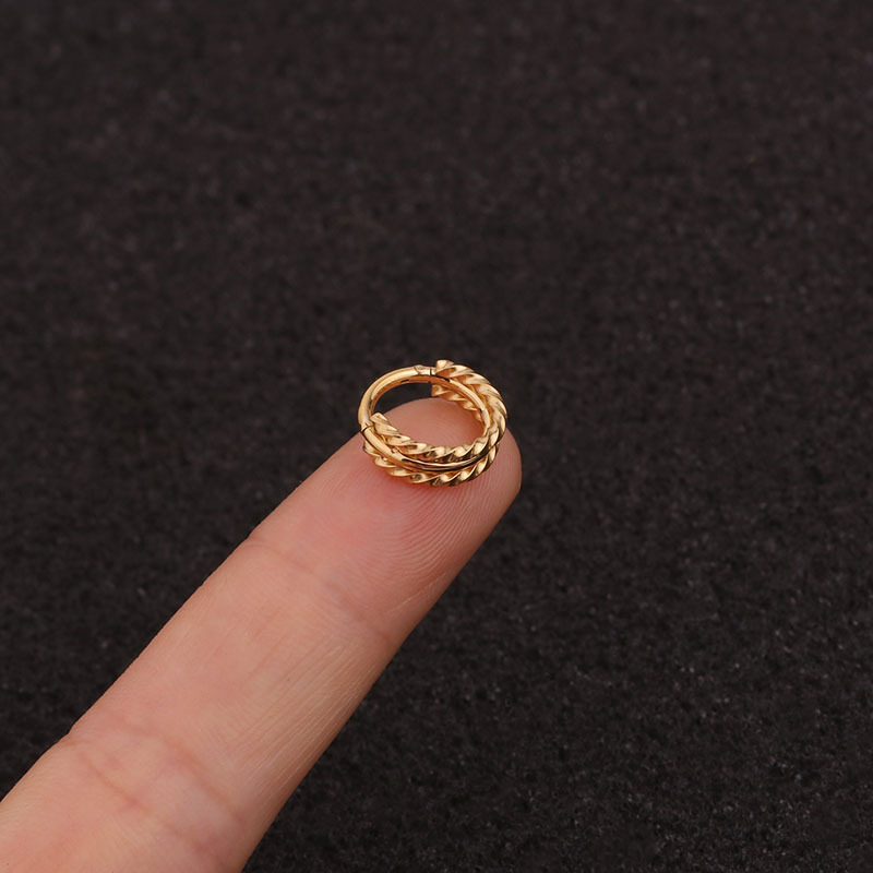 new 3 rows of twist  closed  ear bone ring