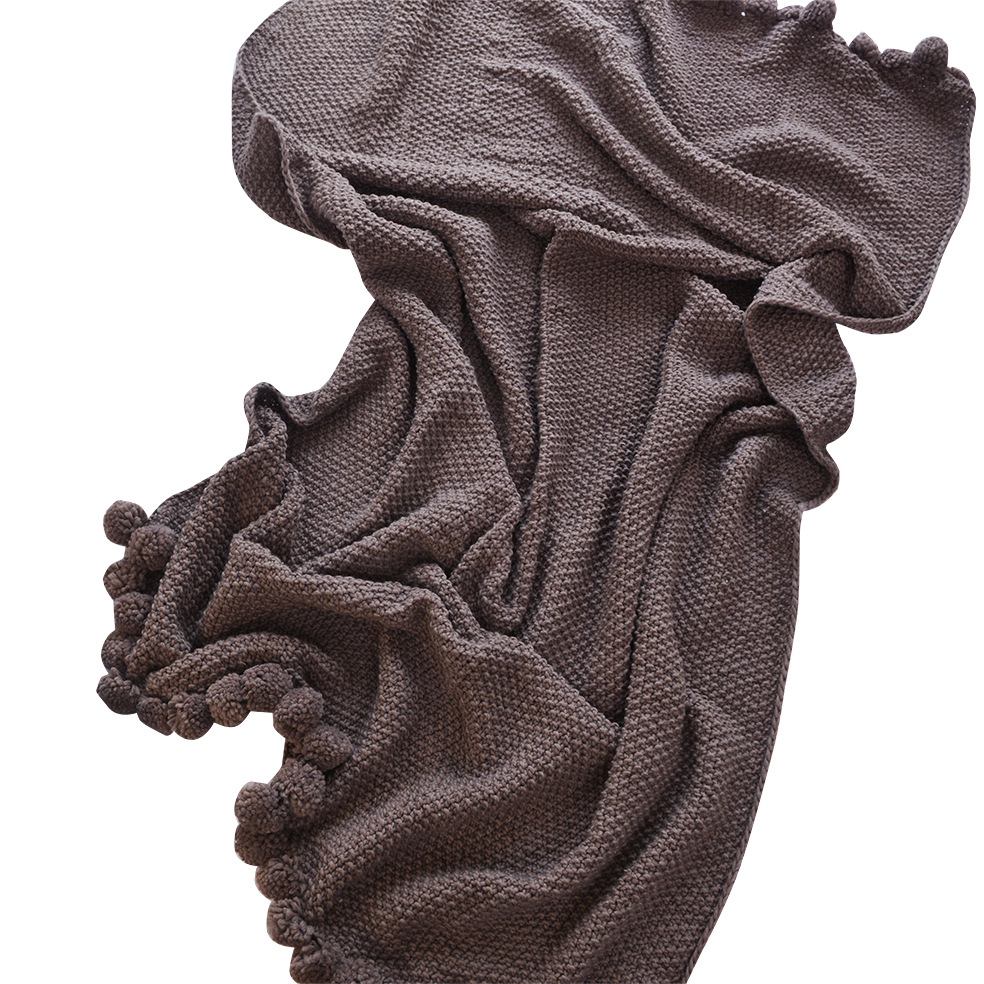 梨花ins风大毛球球春秋毯子 北欧沙发盖毯空调毯网红拍照装饰毯子