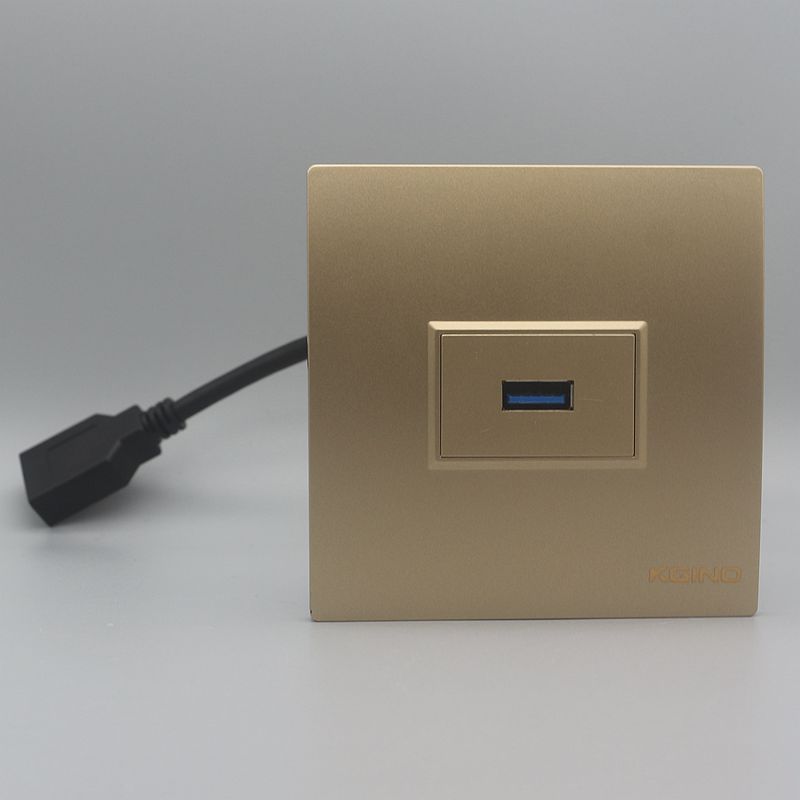 香槟色86型HDMI带线加3.0USB带线插座高清电脑显示器数据模块面板