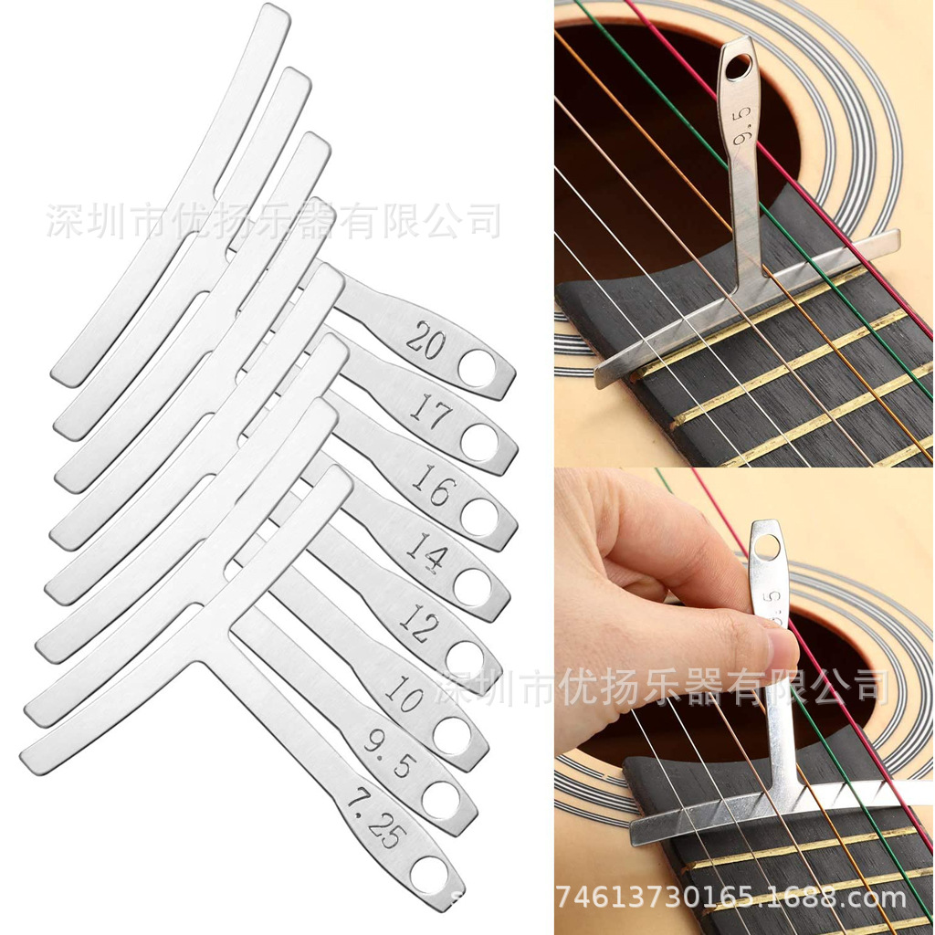 Traje de herramientas de guitarra Regla de radián Regla de brecha de guitarra Regla de altura de la cadena Hoja de protección de alambre de piedra de molienda