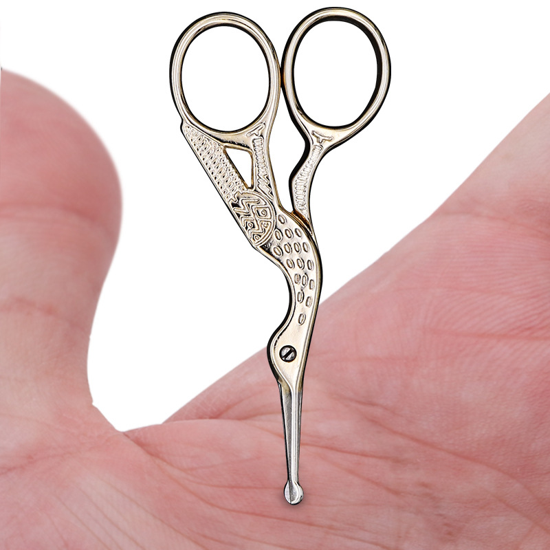 厂家直销圆头修剪鼻毛剪刀 修剪鼻毛专用剪 创意鹤式不锈钢鼻毛剪|ms