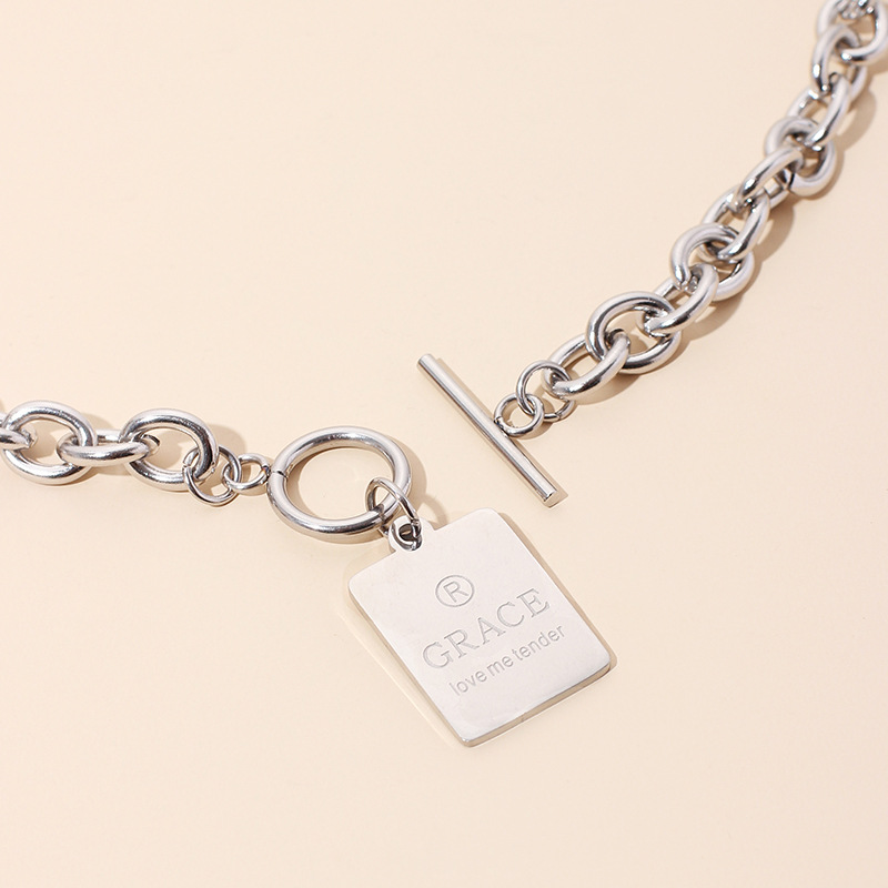60g Weight Necklace Classification Wedding, Travel Occasion Titanium Steel Material Unisex Gender New Letter Army Brand Smiling Face Hip Hop Style Titanium Steel Necklace Accessories Jewelry 11