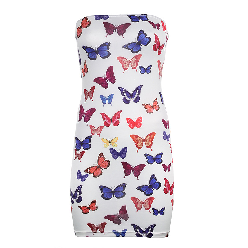 Sexy Tight-Fitting Hip Butterfly Print Dress NSAG4669