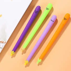 超萌小清新表情茄子中性笔 创意蔬菜中性笔 学生用中性笔批发厂家