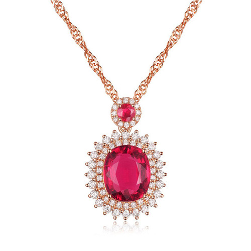 Hollow four-leaf clover bracelet, flower full diamond live ring, rose crystal earrings, simulated ruby ​​tourmaline clavicle chain
