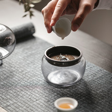 简约高硼硅玻璃建水茶渣斗茶洗杯洗水盂带盖过滤功夫茶具茶道配件