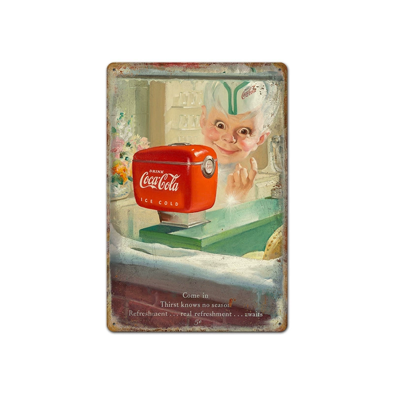 Безрамочная металлическая вывеска (Coca-Cola) ретро рекламный плакат, 20×30 см, винтажное декоративное украшение