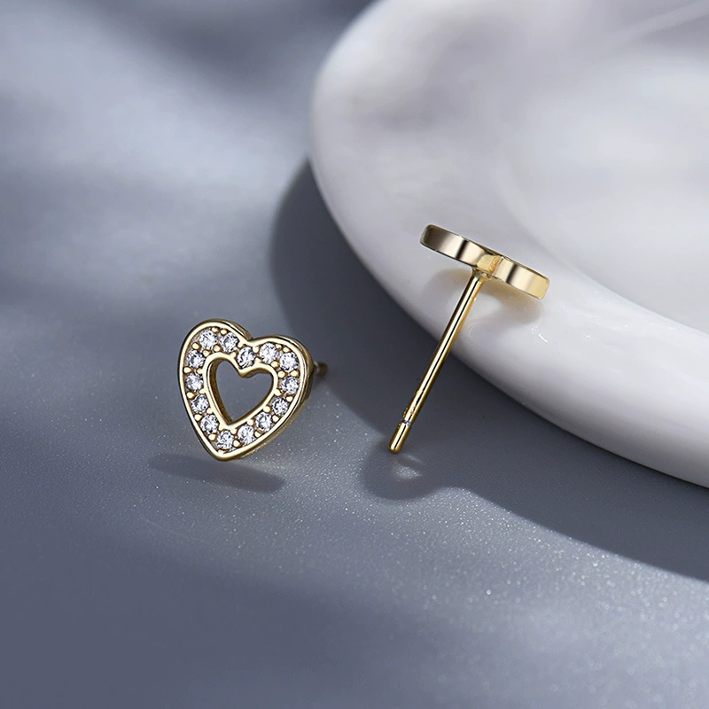 Accessory, creative trend earrings with zircon, silver 925 sample, internet celebrity