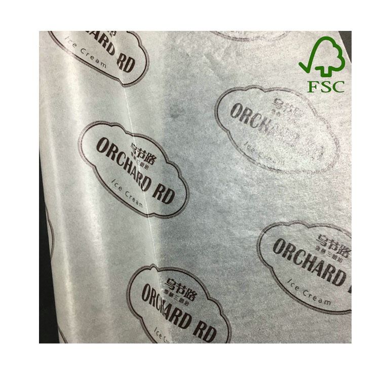 35克单面印刷黑色英文LOGO食品级蜡光纸