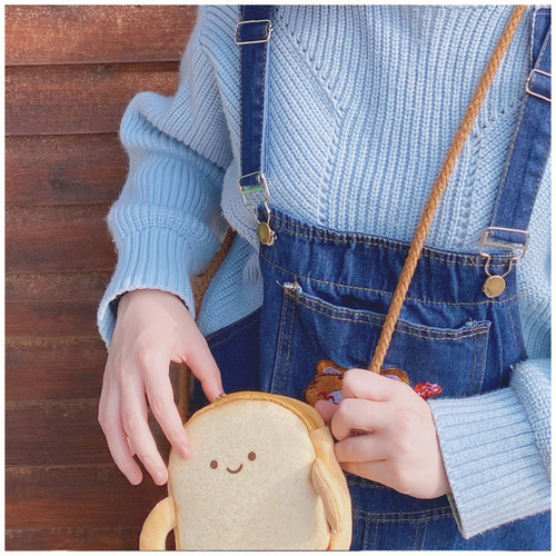 Toast bread coin purse coin bag cute cartoon personalized creative student girl heart crossbody casual small shoulder bag