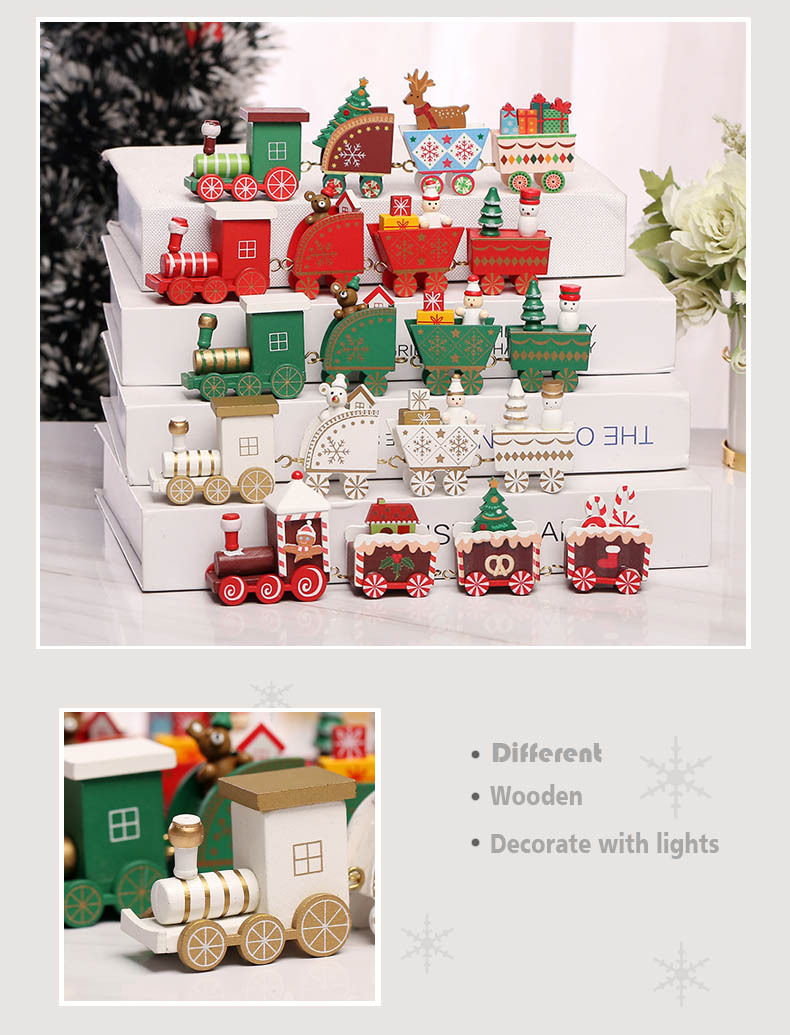 Christmas Cute Pastoral Christmas Tree Train Snowman Wood Indoor Party Festival Ornaments display picture 13