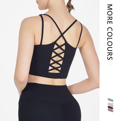 夏季显瘦文胸运动瑜伽服健身房跑步休闲美背内衣美背性感镂空背心