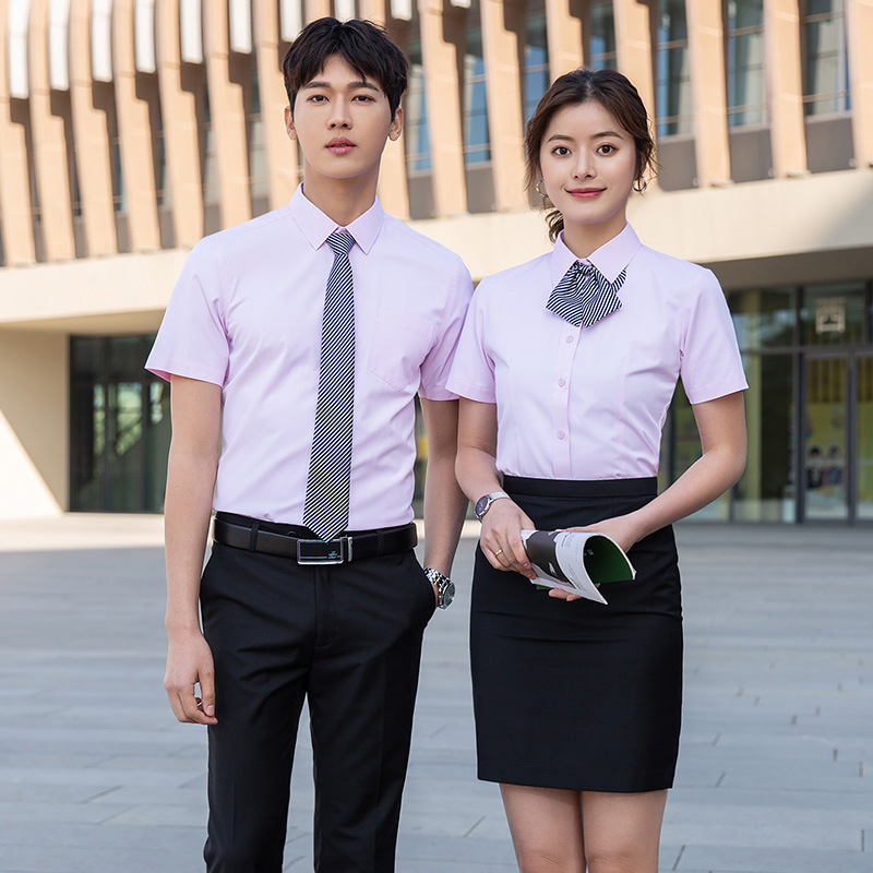 Summer Men's and Women's Blue Shirt Tooling ol Professional Shirt Women's Short-sleeved 4S Shop Work Clothes Custom Embroidered logo