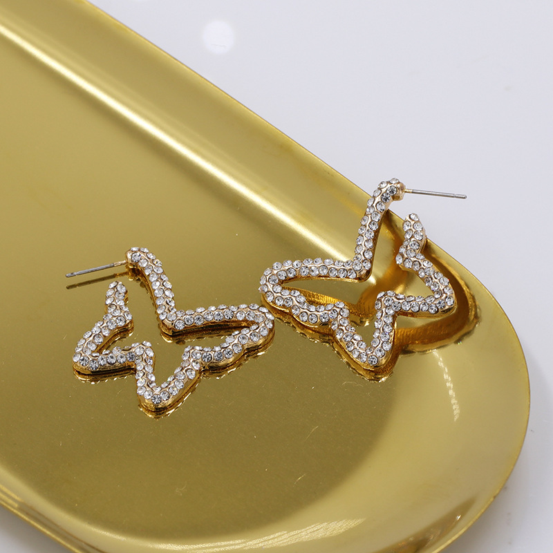 New Exaggerated Stud Earrings Butterfly Diamond Earrings For Women Wholesale display picture 3