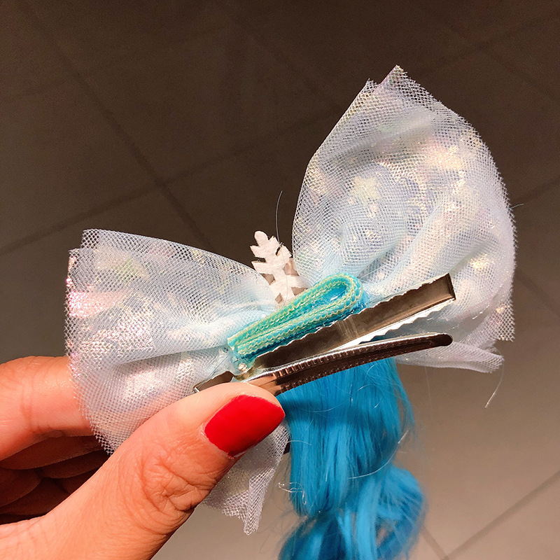 Gasa De Moda Frozen Princess Hairpin Gradient Peluca Horquilla Trenzada Para Niños Little Girl Hairpin Clip Accesorios Para El Cabello display picture 4