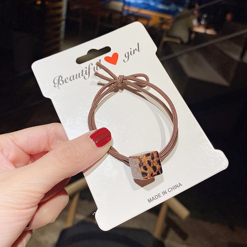 Internet celebrity 3-piece set of hair ties, Korean style m-bean hollow pearl small rubber band leopard print square headband women's hair rope wholesale