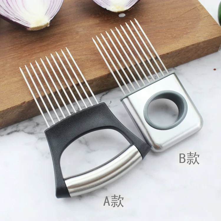 Onion holder and meat needle, 304 stainless steel kitchen tool, multi‑pin stabilizer, A/B styles