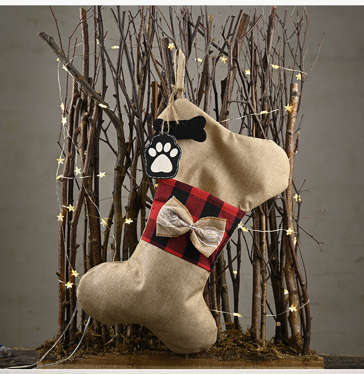 Weihnachtsstrumpf Aus Leinen Kariert Als Baumschmuck Und Geschenk_voghion.com