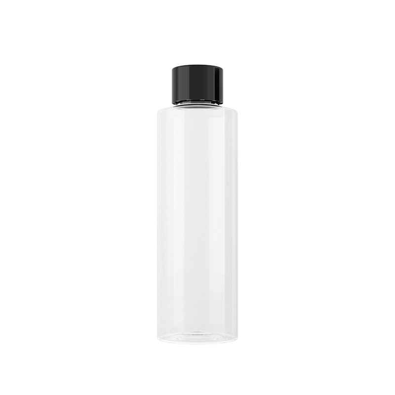 150ml transparente hombro plano ordinario PET tornillo cubierta floral agua sub-botella de loción botella de cubierta ordinaria