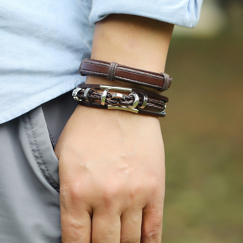 Retro  Handmade Beaded Leather Bracelet