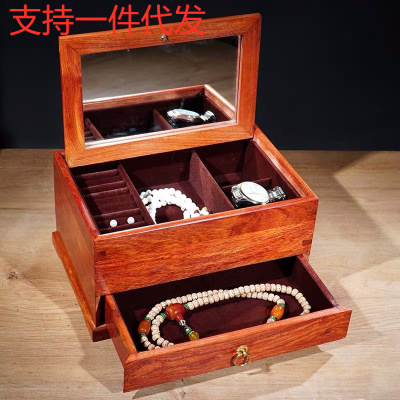 Myanmar Pear Rosewood Jewellery Jewelry box Marriage solid wood Dressing box Ring watch storage box marry Gallery