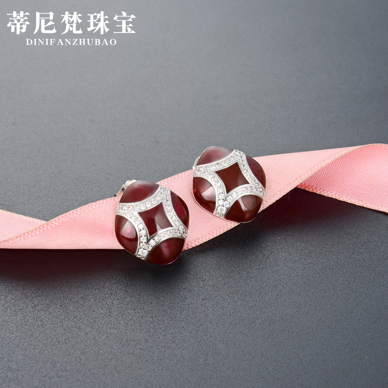 Diamante-incrustado creativo seta s925 plata ZIRCON Stud pendientes gota aceite pendientes fuente fábrica al por mayor tienda física suministro directo