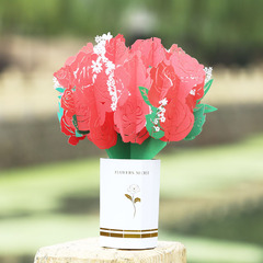 Manufacturer Supply Creative 3D Stereo Greeting Cards with Color Printing Rose Bouquets Valentine's Day Gift Commemorative Wishes Card Handmade Card