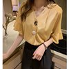 Fashionable summer clothing, shiffon top, shirt, 2021 collection, Korean style, V-neckline, loose fit, western style