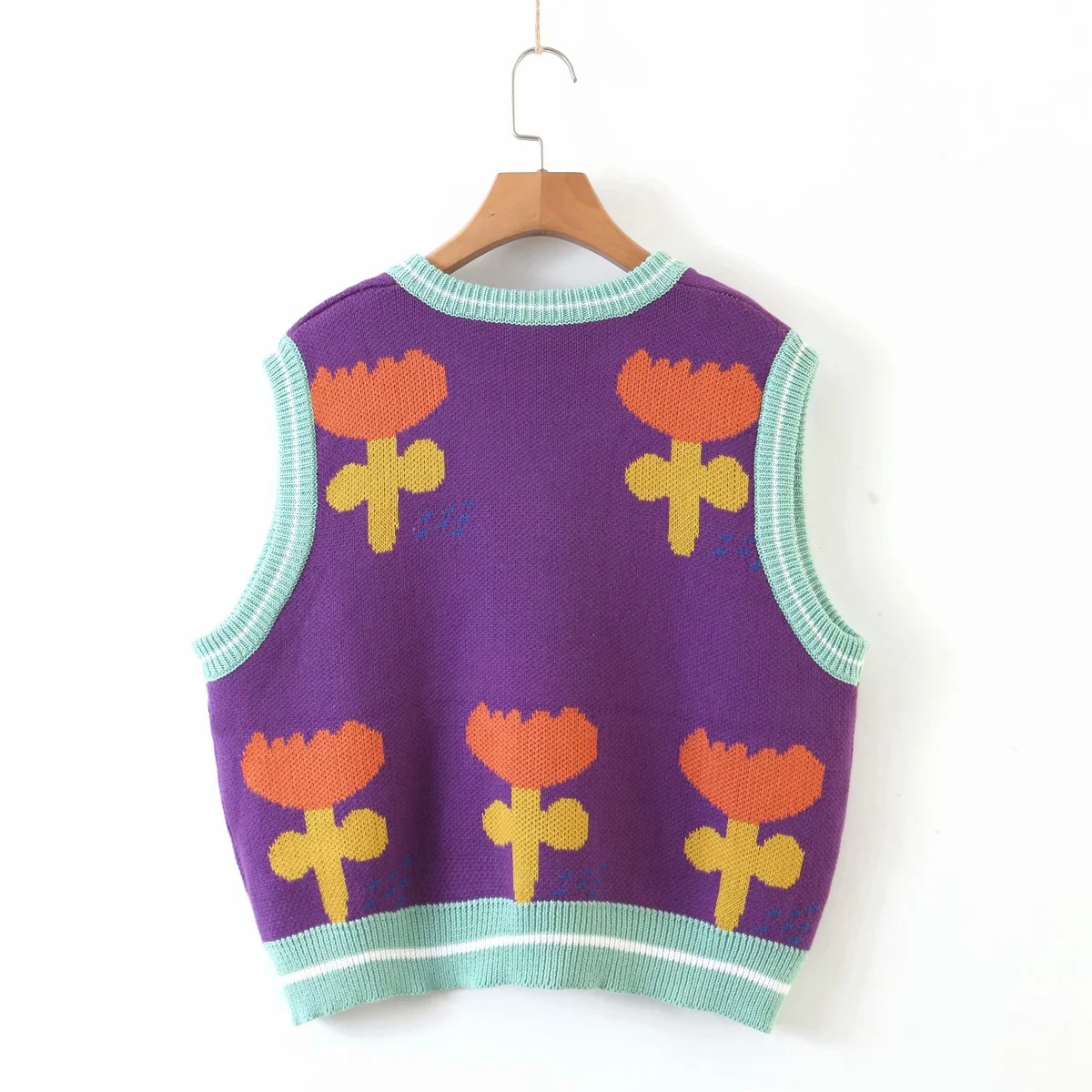 Flower Printed Knitted Vest NSHS69172