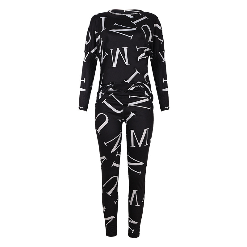 autumn new letter printing long-sleeved trousers casual suit NSZH26344