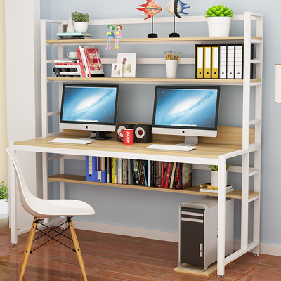 實用家居書桌雙人學生寫字桌子鋼木書桌帶多層收納置物定制批發