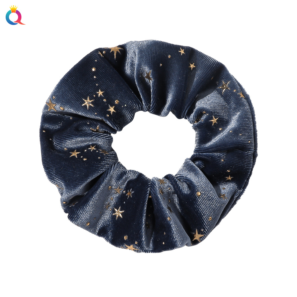 Gold Velvet Bronzing Simple Star Flannel Large Intestine Hair Ring display picture 11