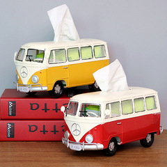 Retro iron art creative industrial style bus tissue box home living room desktop decoration restaurant paper box display