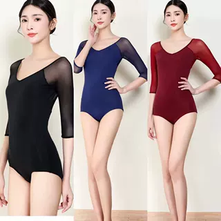 芭蕾舞连体服网纱上衣形体礼仪训练舞蹈练功服女成人瑜伽体操服装