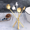 Q small round spoon stainless steel coffee spoon dessert stir spoon long -handle sedimentation ice spoon ice spoon cubic head ice spoon small spoon