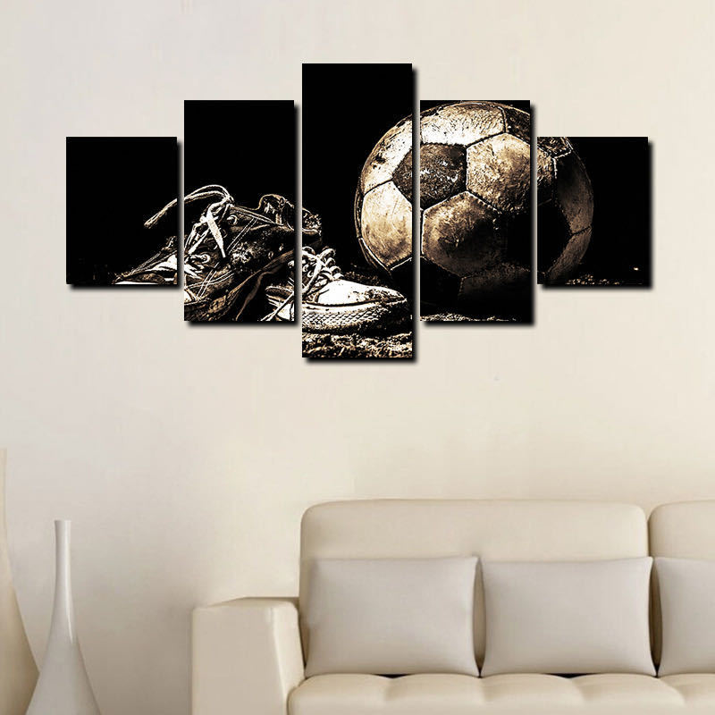 厂家装饰画无框画芯五联草地球鞋足球画速卖通亚马逊wish画芯跨境
