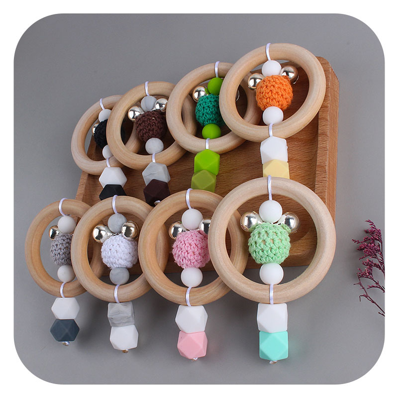 Nuevo DIY creativo Rana Hemu anillo infantil mano palo sonajero juguete mordedor de silicona teether stick