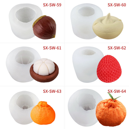 Sanxin Ugly Orange Strawberry Mangosteen Aromatherapy Candle Silicone Mold Fruit DIY Luchu Mold