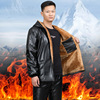 Plush thickening gold leather clothing Leather pants suit Take-out food locomotive Windbreak Single-skin drum Thin section leather clothing source Manufactor